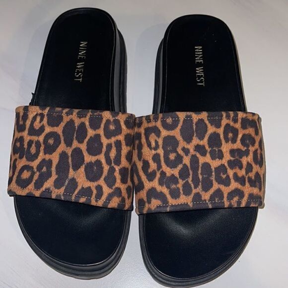 NINE WEST Leopard Slides Womens Size‎ 6.5 - Picture 2 of 8